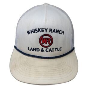 Whiskey Ranch Land & Cattle Snapback Trucker Hat White One Size Yupoong